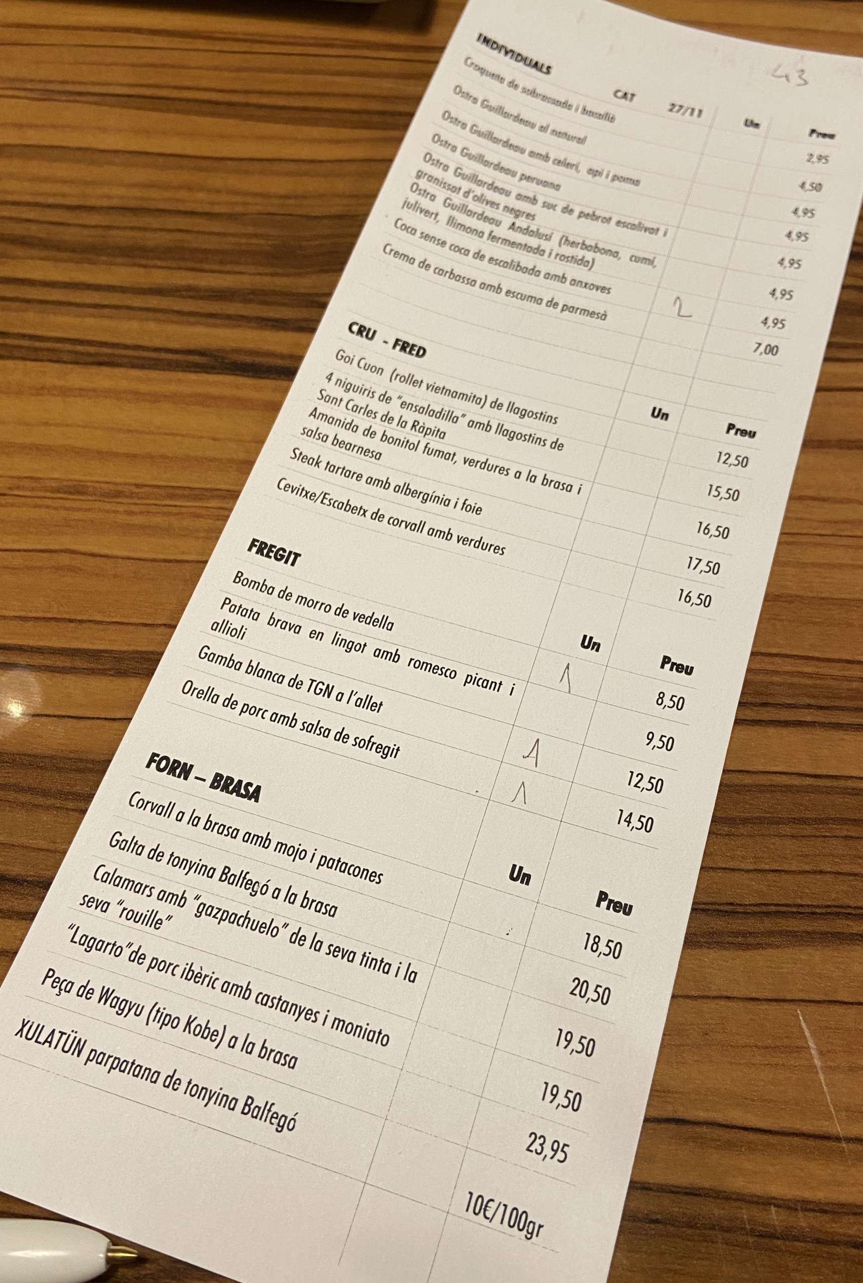 AQ restaurant carta